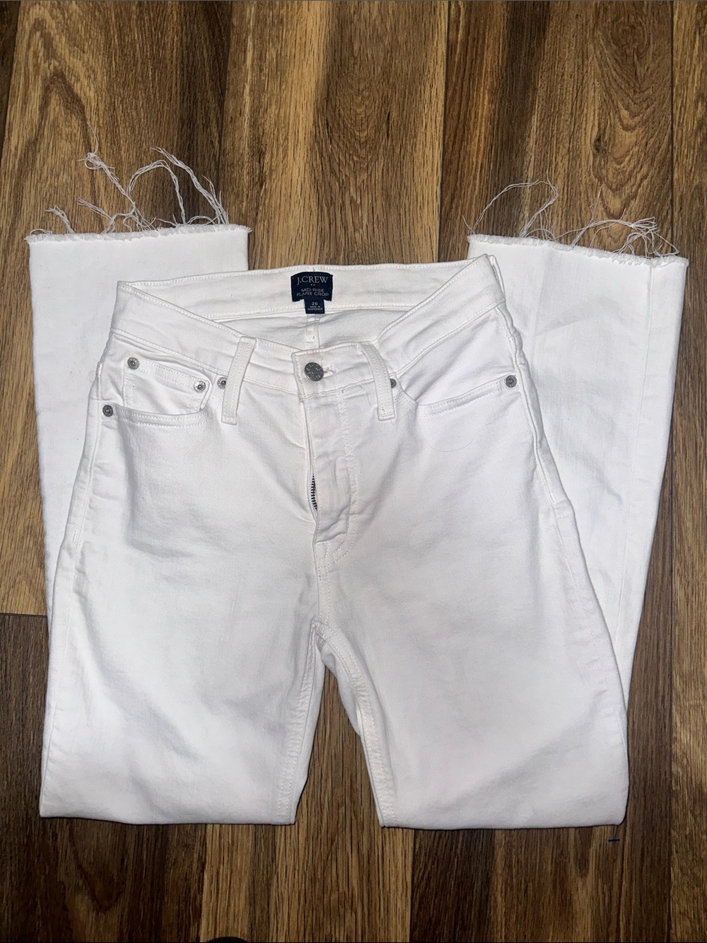 J. Crew White Jeans with Raw Hem
